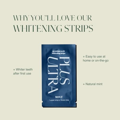 Plus Ultra Premium Teeth Whitening Strips - Enamel-Safe, Mint Flavor, 14-Day Treatment - 28 Strips