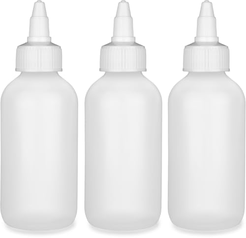 BRIGHTFROM Twist Top Applicator Bottles - Leak-Proof, Refillable, BPA-Free - 3 Pack, 4 oz