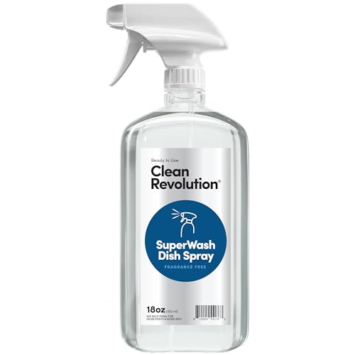 Clean Revolution Dish Spray Set - Cuts Grease Fast, Family-Safe Ingredients - 18 Fl Oz