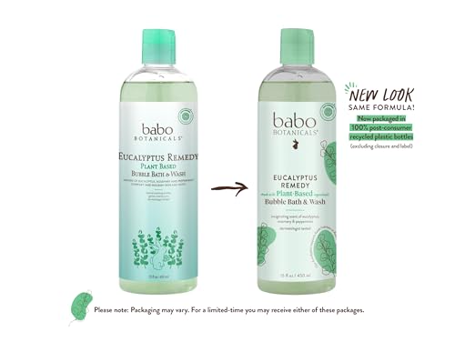 Babo Botanicals Eucalyptus Remedy - Soothing 2-in-1 Bubble Bath & Wash, EWG Verified - 12oz