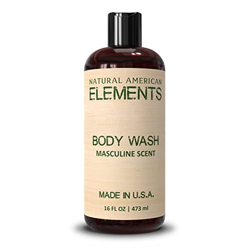 NATURAL AMERICAN ELEMENTS Men's Body Wash - Hydrates & Nourishes, Paraben & Sulfate Free - 16oz