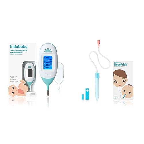 Frida Baby Digital Thermometer & NoseFrida Aspirator - Quick 10s Read, BPA-Free, Hygienic - Clear