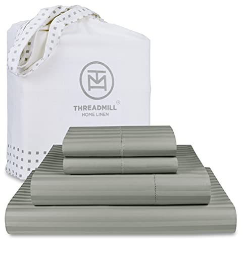 Threadmill 600 Thread Count Fitted Sheet Set - Soft, Breathable 100% Cotton, Moonrock Grey