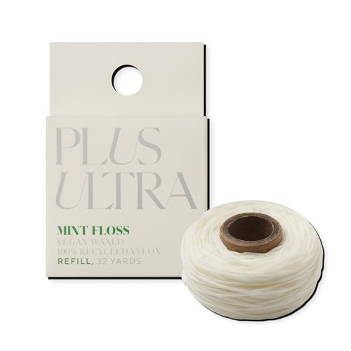 Plus Ultra Dental Floss Refill - Mint Flavor, 100% Recycled Nylon, Vegan Wax, 32 Yards
