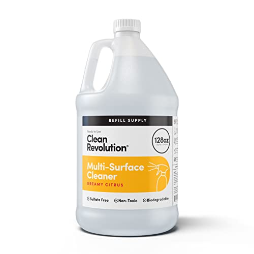 Clean Revolution Multi-Surface Cleaner - Non-Toxic, Plant-Based, Citrus Scent - 128 Fl Oz