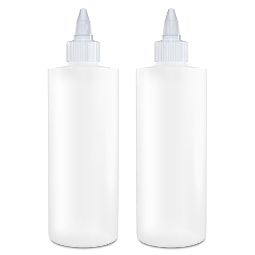 BRIGHTFROM Twist Top Applicator Bottles - Leak-Proof, BPA-Free, Refillable - 8oz, Pack of 2