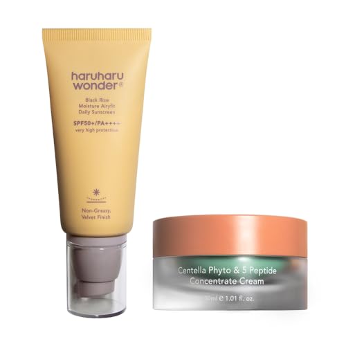Haruharu Wonder Skin Care Set - Daily Sunscreen & Peptide Cream, Vegan & EWG-Safe - 2 Items