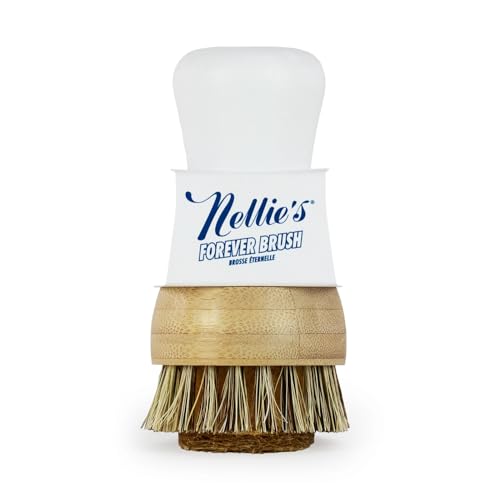 Nellie's Forever Brush - Versatile Sponge-Brush for Effective Dishwashing - Bamboo Handle, Durable