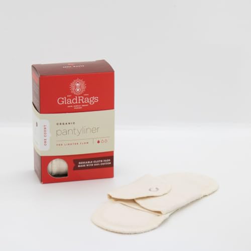 GladRags Organic Cotton Panty Liners - GOTS Certified, Washable, Light Flow Protection - 1-Pack