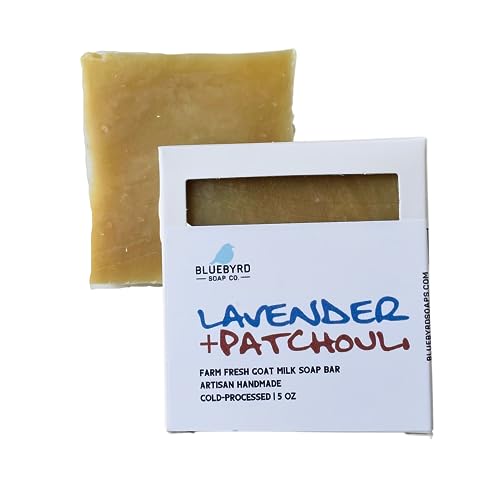 Bluebyrd Lavender + Patchouli Goat's Milk Soap Bar - Nourishes & Hydrates, Cruelty-Free - 5oz