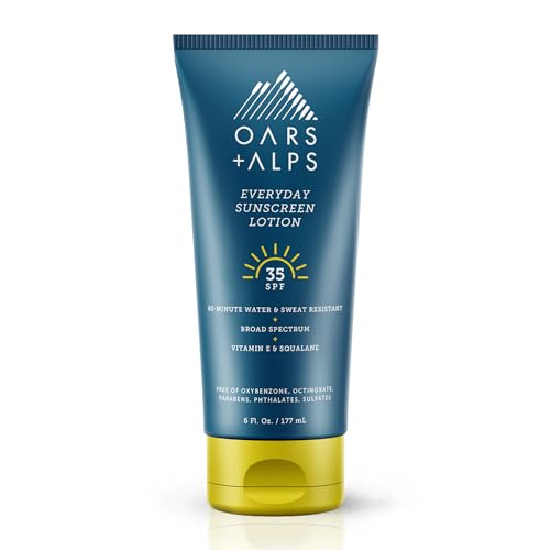 Oars + Alps SPF 35 Sunscreen Lotion - Nourishing Aloe & Vitamin E, Water Resistant - 6 Fl Oz