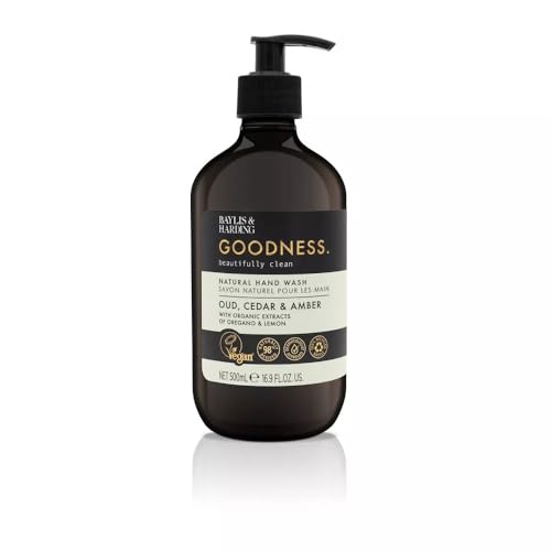 Baylis & Harding Liquid Hand Soap - Mild Formula with Oud Cedar & Amber, 98% Organic - 16.9oz