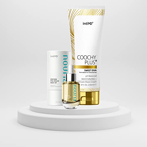 Coochy Plus Shaving Kit - Hydrating Relief for Razor Burn & Ingrown Hair - 1oz Oil & 8oz Cream