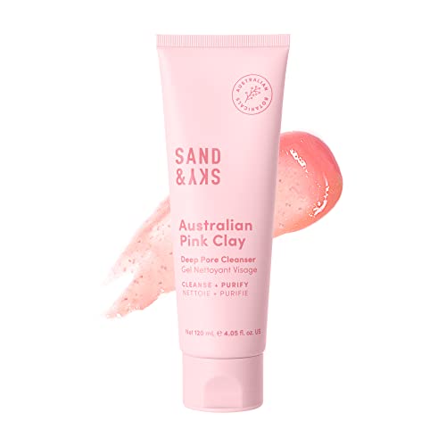 Sand & Sky Pink Clay Face Cleanser - Detoxifies, Hydrates & Exfoliates - 4.05 fl oz