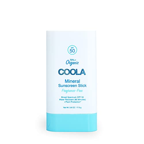 COOLA Mineral Sunscreen SPF 50 Stick - Broad Spectrum Protection, Antioxidant-Rich - 0.6 Oz
