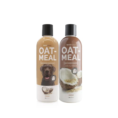 Bark2Basics Oatmeal Dog Shampoo & Conditioner - Soothes Itchy Skin, Coconut Scent - 16oz