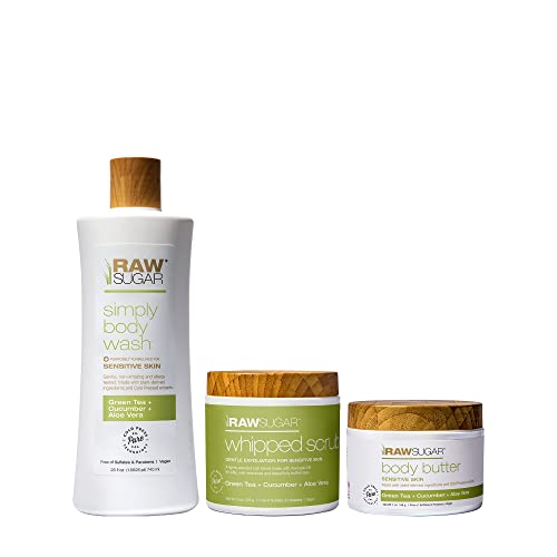 Raw Sugar Bath & Body Gift Set - Hydrating & Nourishing for Sensitive Skin - 3-Piece Set