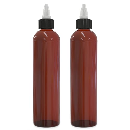BRIGHTFROM Twist Top Applicator Bottle - Leak-Proof, BPA-Free, Refillable, 8oz - Amber