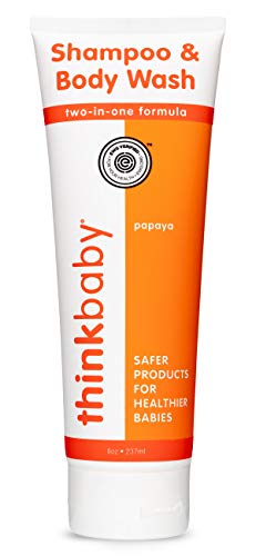 Thinkbaby Kids Shampoo & Body Wash - Tear-Free, EWG Verified, Papaya, 8 Fl Oz