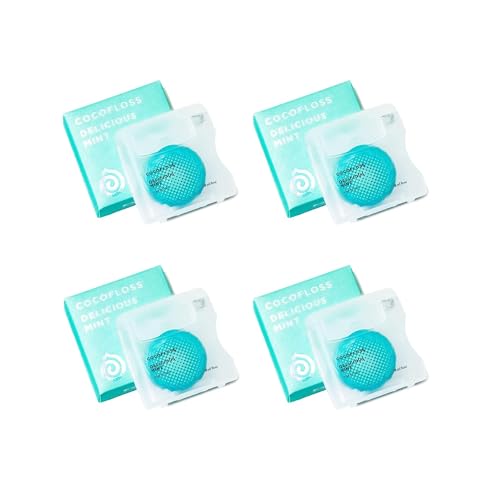 Cocofloss Woven Dental Floss - Dentist-Designed Mint, Vegan, Recycled, 4 Spools (33 yd Each)