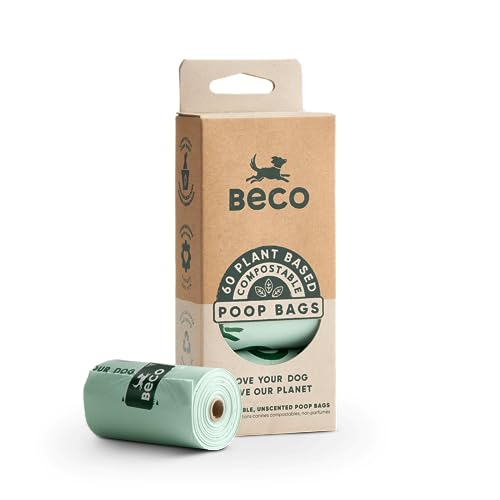 Beco Super Strong Pet Waste Bags - Leak-Proof, Home Compostable, Unscented - 60 Bags Total