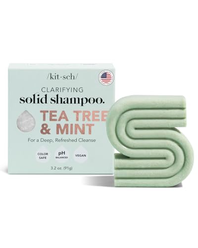 Kitsch Tea Tree & Mint Shampoo Bar - Soothes Itchy Scalp, Vegan, Natural - 3.2oz