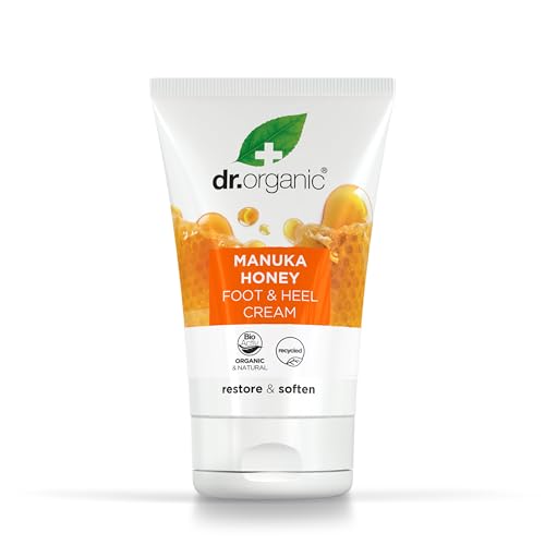 DR ORGANIC Manuka Honey Foot Cream - Moisturizes Dry Skin, Natural Ingredients, 125ml