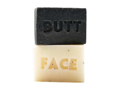Funny Soaps Bar Set - Charcoal & Peppermint, Handmade Essential Oils Gift - 2 x 1.5 x 1 in