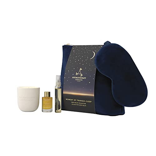 Aromatherapy Associates Bath & Body Set - Deep Relax Essential Oils, Velvet Eye Mask - 5pc