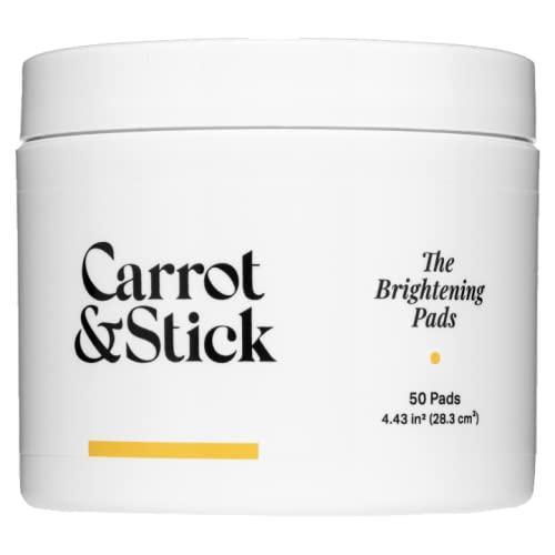 Carrot & Stick Brightening Face Pads - Reveals Glowing Skin, Plant-Based Exfoliators - 50 Pads
