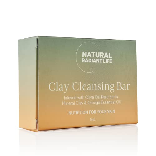 Natural Radiant Life Organic Clay Soap Bar - Hydrating, Detoxifying for All Skin Types - 5 Oz