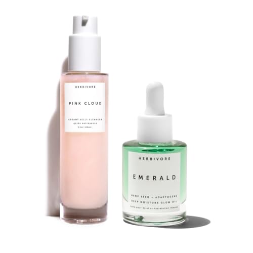 HERBIVORE Face Care Set - Hydrating Cleanser & Nourishing Oil, Vegan & Cruelty-Free - 3 Items