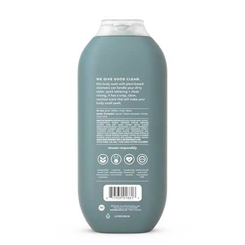 Method Men Body Wash - Plant-Based Cleanser, Nautical Scent, Paraben-Free - 3 Pack, 18oz
