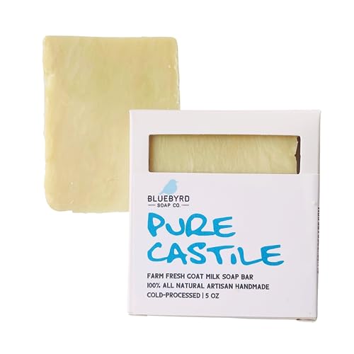 Bluebyrd Pure Castile Bar Soap - Gentle for Sensitive Skin, 2 Natural Ingredients - 5oz
