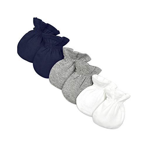 Burt's Bees Baby Mittens - No-Scratch Comfort, 100% Organic Cotton, 3-Pack, Midnight