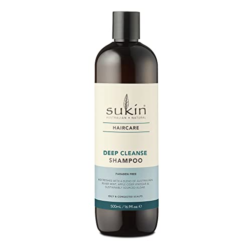 SUKIN Deep Cleanse Shampoo - 97% Natural, Vegan, Carbon Neutral, 500 ML with River Mint