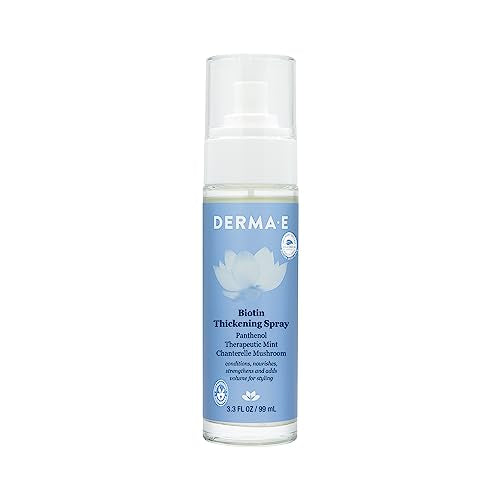 Derma E Biotin Thickening Spray - Volumizing & Nourishing for Stronger Hair - 3.3 Fl Oz