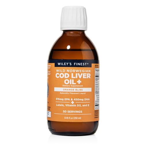 Wiley's Finest Omega-3 Cod Liver Oil - Supports Heart & Brain Health, Orange Flavor - 755mg, 8.45oz