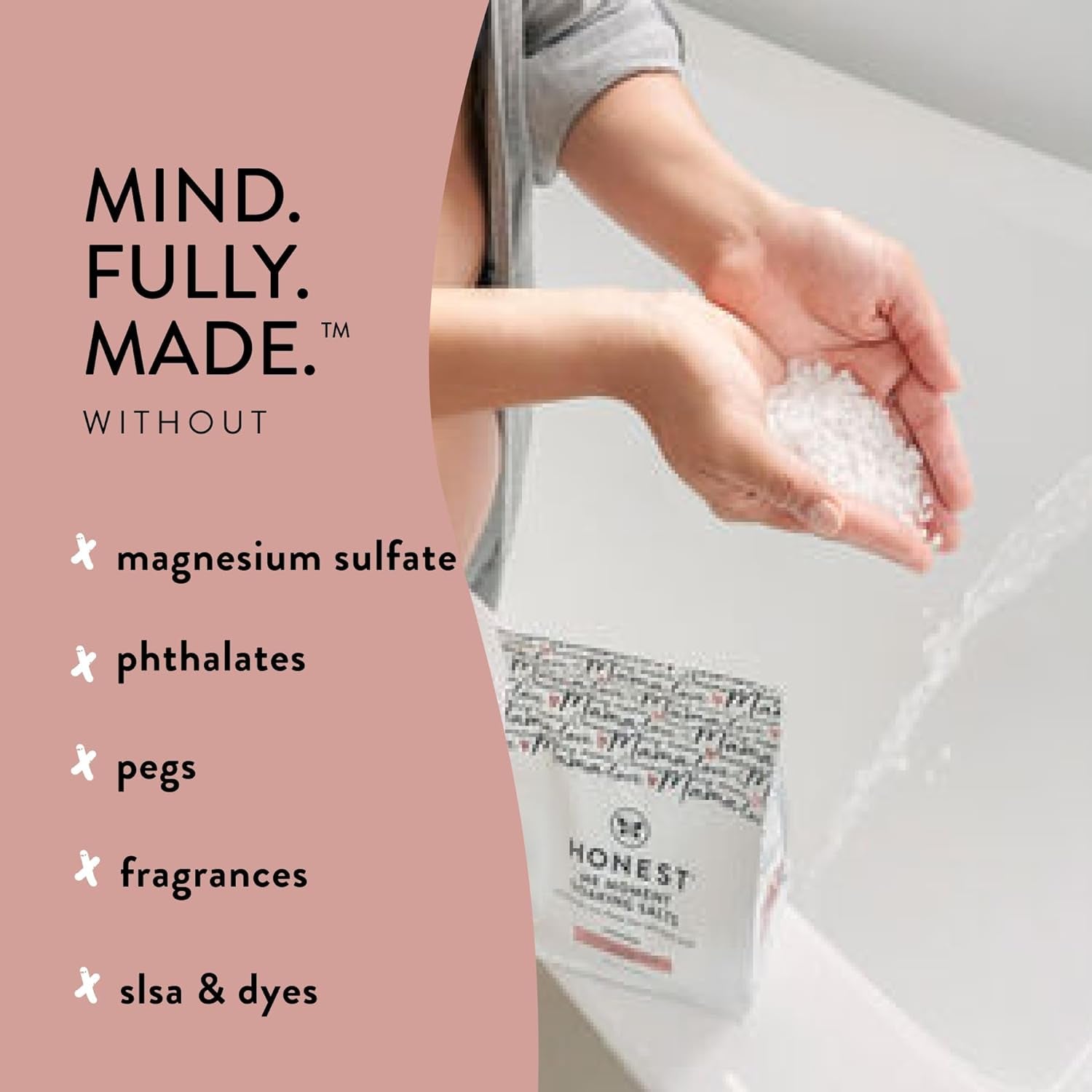 Honest Mama Me Moment Soaking Salts | Calming, Mineral-Rich Dead Sea Salt Soak | 2 Lbs
