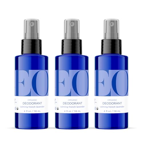 EO Organic Deodorant Spray - Calming Lavender Scent, Vegan & Certified Organic - 3x4oz