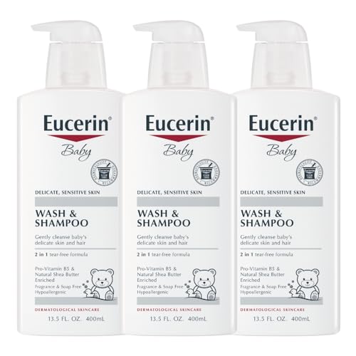 Eucerin Baby Shampoo & Body Wash - Nourishes Sensitive Skin, Hypoallergenic & Tear-Free - 3 Pack