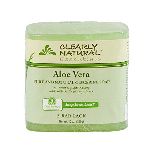 Clearly Natural Aloe Vera Bar Soap - Nourishing, Non-Fragranced, Essential Oils - 4oz, Pack of 12