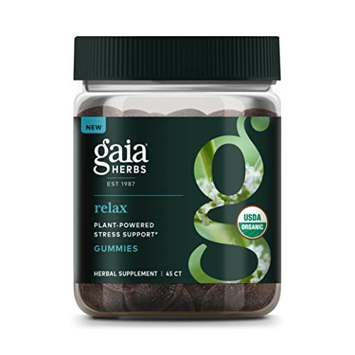 Gaia Herbs Relax Gummies - Supports Calm Feelings, Organic Apple & Lemon Juice - 45 Gummies