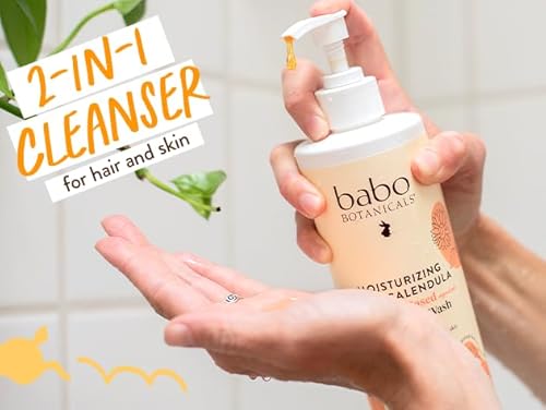 Babo Botanicals 2-in-1 Shampoo & Wash - Nourishing for Dry Skin, Vegan, Hypoallergenic - 16 Fl Oz