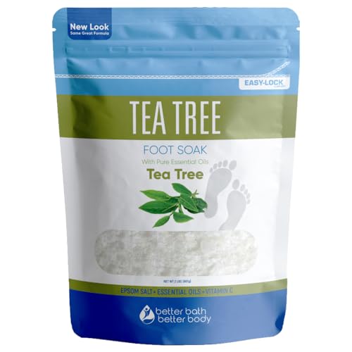 Tea Tree Foot Soak - Epsom Salt & Pure Essential Oils, Vitamin C - 32oz BPA-Free Pouch
