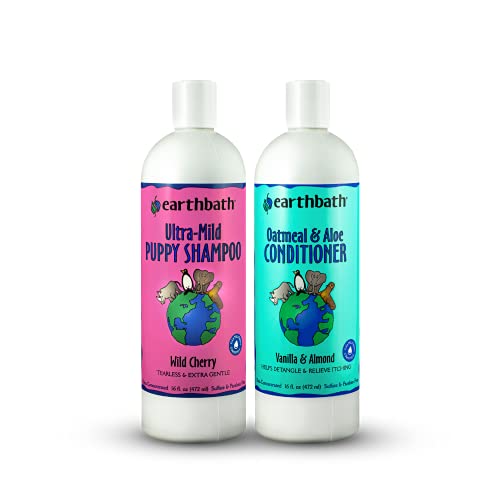 Earthbath Puppy Shampoo & Oatmeal Conditioner Bundle - Tearless, Natural Ingredients - 16oz