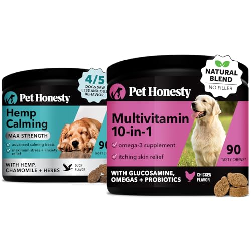 Pet Honesty Calming & Multivitamin Bundle - Natural Anxiety Relief & Vital Health Support - 90ct