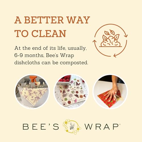 Bee's Wrap Swedish Dish Cloths - Durable, Compostable, Assorted Patterns - Set of 6