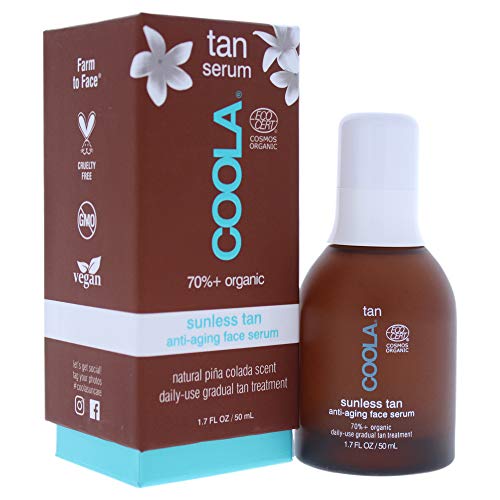COOLA Organic Self Tanner Face Serum - Hydrating Anti-Aging, Vegan, Piña Colada - 1.7 Fl Oz