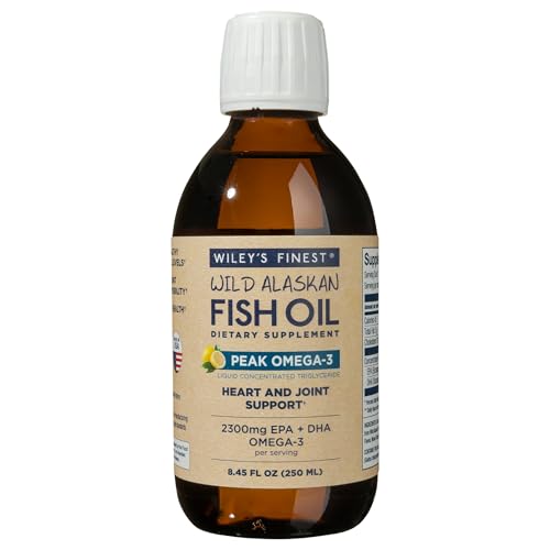 Wiley's Finest Omega-3 Liquid Supplement - 2300mg EPA/DHA, Wild Caught Alaskan Fish - 8.45 Oz